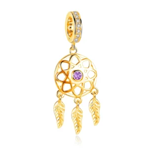 925 silver drömfångare västerländskt halsband med zirkon - guld