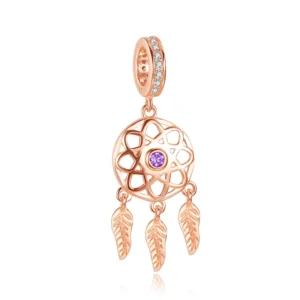 925 silver drömfångare västerländskt halsband med zirkon - roséguld