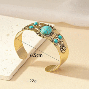 Bohemisk falsk turkos western manschettarmband för kvinnor - guld