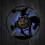Cowboy vinylväggklocka med hästdesign - med LED