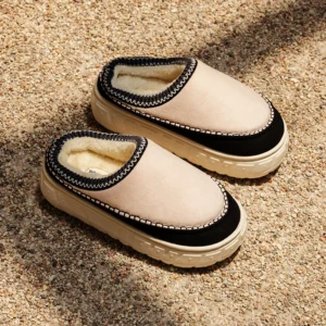 Cowboytofflor med falsk mocka och plyschfoder - Rosa