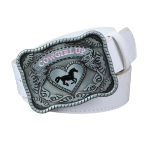 Cowgirl up westernbälte med hästspänne för kvinnor - vit stil 1
