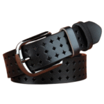 Dam äkta läderwesternbälte med rutigt utskuret design