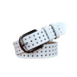 Dam äkta läderwesternbälte med rutigt utskuret design - vit