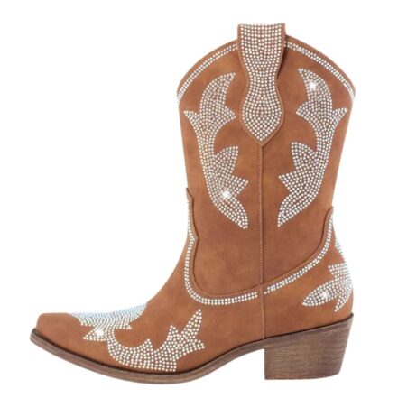 Damstövlar Retro Cowboy Stil Högkvalitativt Läder med Sido-Drogkedja main image 1