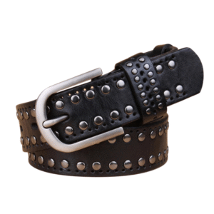 Dam western nitad äkta kohudsläderbälte - svart