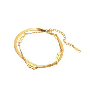 Damarmband med västerländsk fjädercharm i rostfritt stål - ormskänka-g