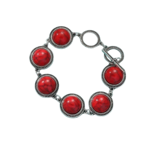 Damars västerländska boho turkos stenpärlade charmarmband - Röd
