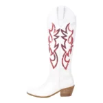Kvinnors cowgirlstövlar med paljettbroderi - vit röd