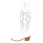 Dams cowgirlstövlar med paljettbroderi - vit silver