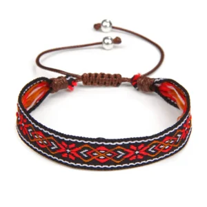 Damvästerländskt handgjort flätat armband med tofs - Typ 14