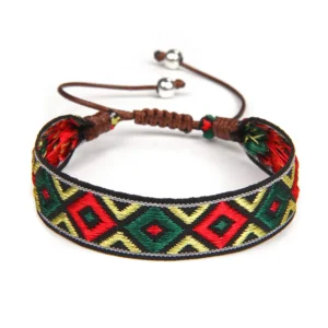 Damvästerländskt handgjort flätat armband med tofs - Typ 17