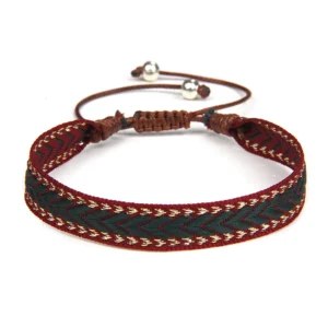 Damvästerländskt handgjort flätat armband med tofs - Typ 18