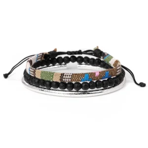 Damvästerländskt handgjort flätat armband med tofs - Typ 25