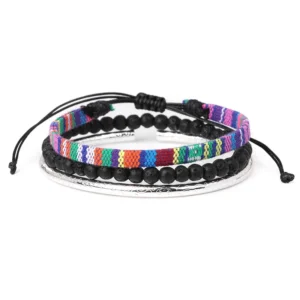 Damvästerländskt handgjort flätat armband med tofs - Typ 28