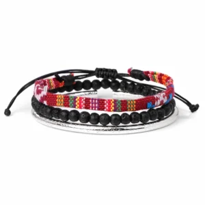 Damvästerländskt handgjort flätat armband med tofs - Typ 32