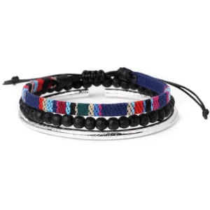 Damvästerländskt handgjort flätat armband med tofs - Typ 35