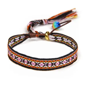 Damvästerländskt handgjort flätat armband med tofs - Typ 5