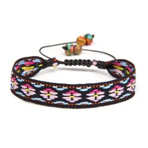 Damvästerländskt handgjort flätat armband med tofs - Typ 6