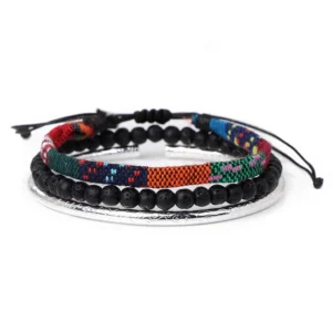 Damvästerländskt handgjort flätat armband med tofs - typ 22