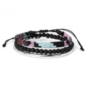 Damvästerländskt handgjort flätat armband med tofs - typ 24