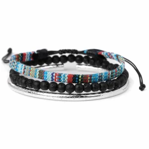 Damvästerländskt handgjort flätat armband med tofs - typ 27