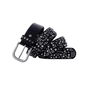 Damwesternbälte med rhinsten och nitdetalj - Svart