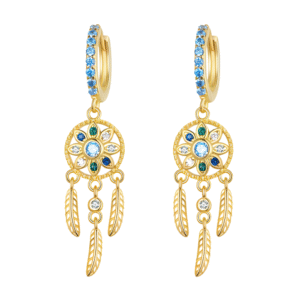 Drömfångare dropp örhängen med zirkon - Guld