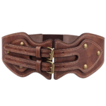 Dubbel spänne bred western bälte för kvinnor med elastisk baksida