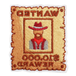 Efterlyst affisch cowboy broderad patch