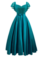 Elegant västern spets- och satinklänning med rosett - smaragd