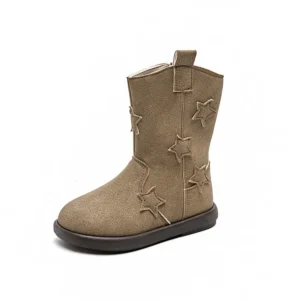 Flickors stjärnprydda mid-kalvlängd cowboystövlar - khaki