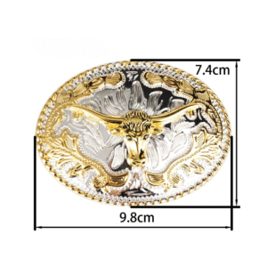 Guld och silver västern bältespänne för män - Ko huvud