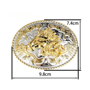 Guld och silver västern bältespänne för män - hästhuvud