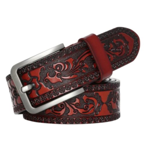 Herr västern blommig graverat läderbälte
