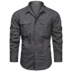 Herr western bomull utomhus skjorta - grå