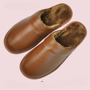 Herr western tofflor i kohudsläder med plushfoder - brun