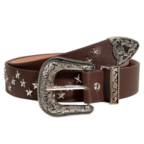 Kvinnors västern nitat läderbälte