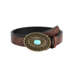 Kvinnors westernbälte med utsmyckat spänne och stensdetalj - Brun 112cm
