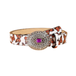 Kvinnors westernbälte med utsmyckat spänne och stensdetalj - Vit 112cm