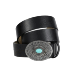 Kvinnors westernbälte med utsmyckat spänne och stensdetalj - Svart 102cm