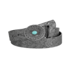 Kvinnors westernbälte med utsmyckat spänne och stensdetalj - Grå 112cm