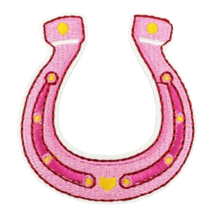 Rosa hästsko cowboy broderad patch