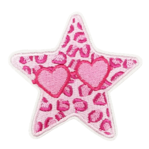 Rosa stjärna västern cowboy broderad patch