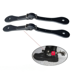 Rostfritt stål västern cowboysporrar med mässingsrowel - 1 par svart