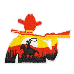 Solnedgångscowboysilhuett västernbroderad patch