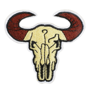 Tjurskalle cowboy broderad patch