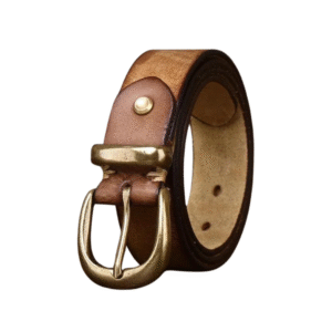 Unisex äkta läder västernbälte med kopparnålspänne - khaki