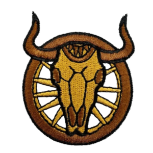 Västern tjurskalle hjul broderad lapp