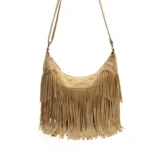 Västernfransad axelremsväska - Beige